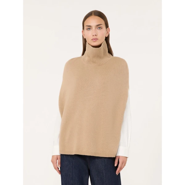 Max Mara Cashmere Turtleneck Cape in Camel | Coats | Luxury Shoes 