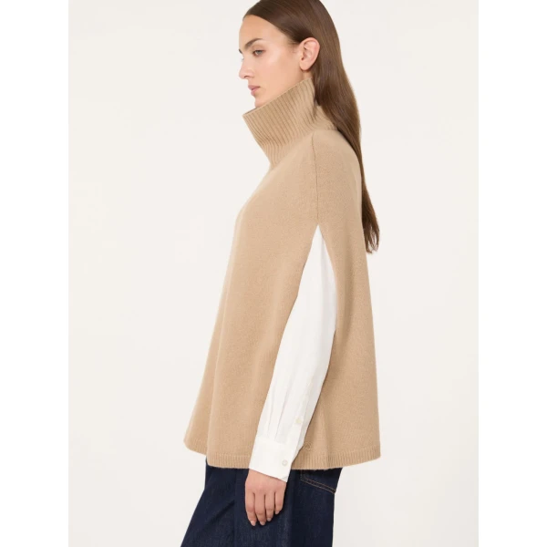 Max Mara Cashmere Turtleneck Cape in Camel | Coats | Luxury Shoes 