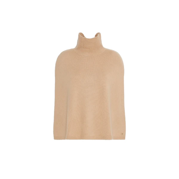 Cashmere Turtleneck Cape in Camel