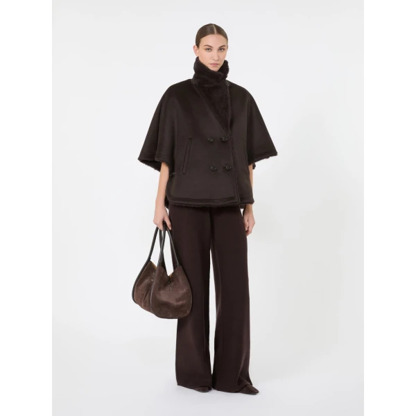 Max Mara Cashmere and Teddy Reversible Cape in Dark Brown | Coats | Luxury Shoes 