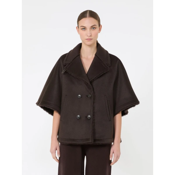 Max Mara Cashmere and Teddy Reversible Cape in Dark Brown | Coats | Luxury Shoes 