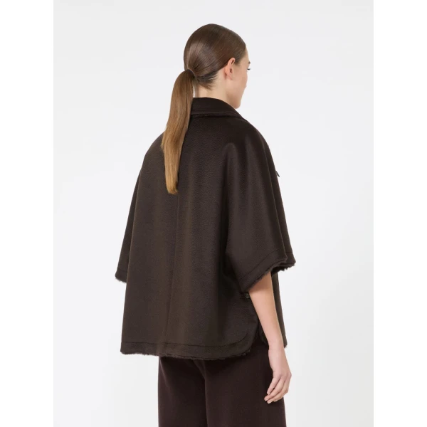 Max Mara Cashmere and Teddy Reversible Cape in Dark Brown | Coats | Luxury Shoes 