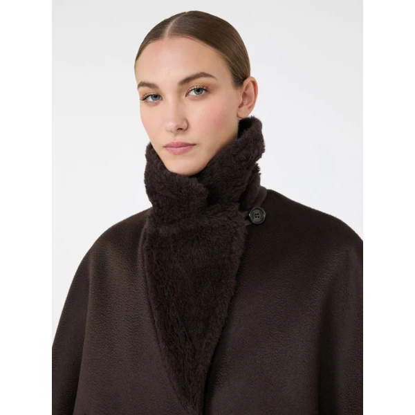 Max Mara Cashmere and Teddy Reversible Cape in Dark Brown | Coats | Luxury Shoes 