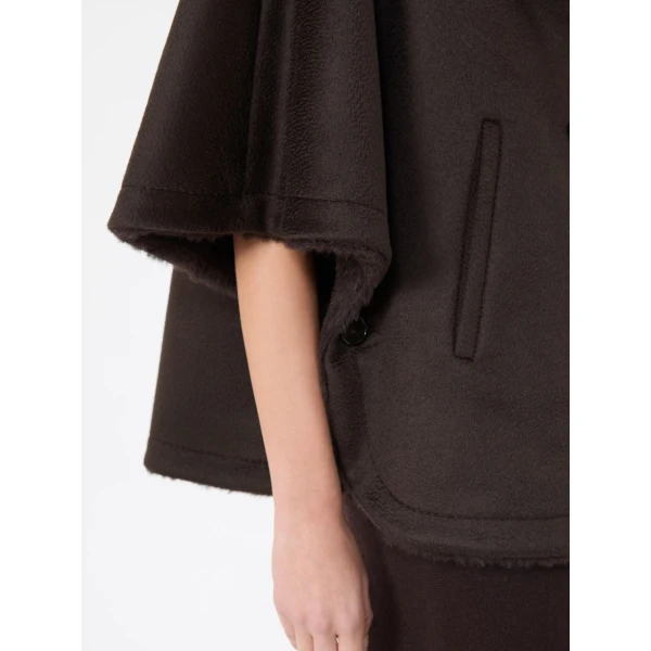 Max Mara Cashmere and Teddy Reversible Cape in Dark Brown | Coats | Luxury Shoes 