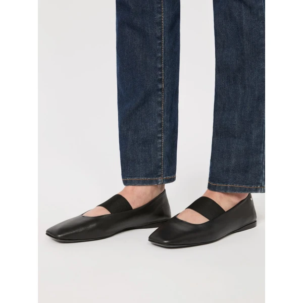 Max Mara Caucaso Nappa Leather Ballet Flats in Black | Flats | Luxury Shoes 