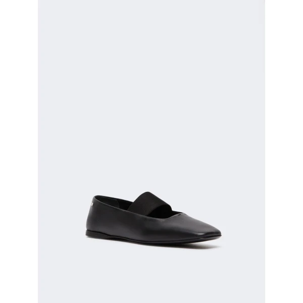 Max Mara Caucaso Nappa Leather Ballet Flats in Black | Flats | Luxury Shoes 