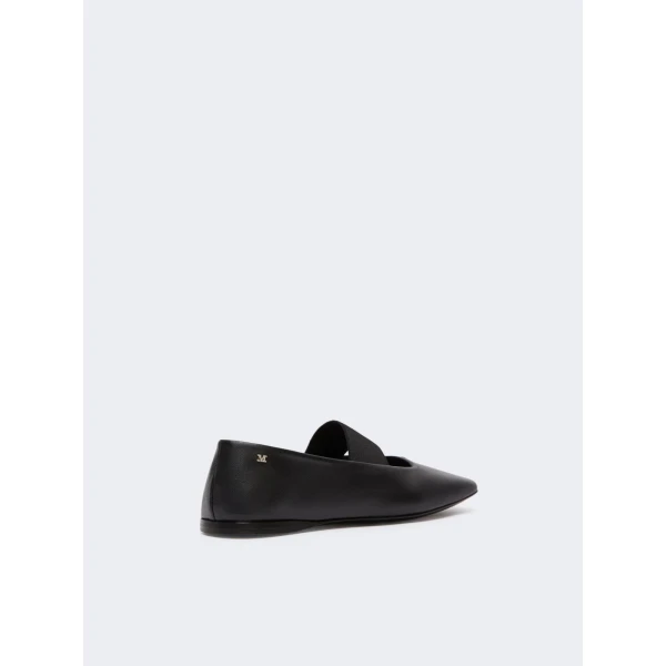 Max Mara Caucaso Nappa Leather Ballet Flats in Black | Flats | Luxury Shoes 