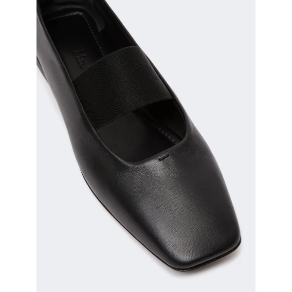 Max Mara Caucaso Nappa Leather Ballet Flats in Black | Flats | Luxury Shoes 