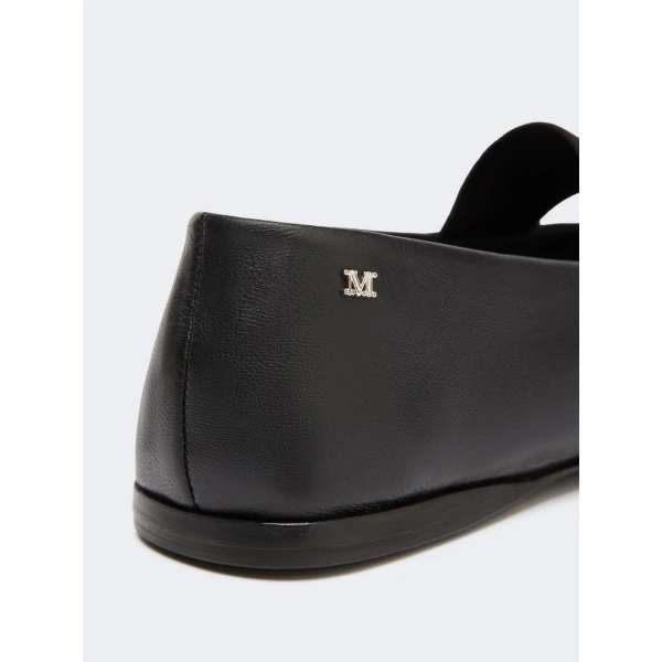 Max Mara Caucaso Nappa Leather Ballet Flats in Black | Flats | Luxury Shoes 