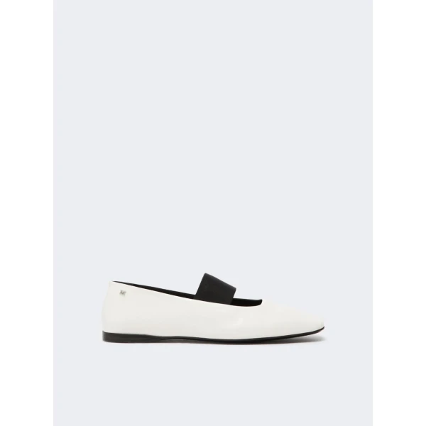 Max Mara Caucaso Nappa Leather Ballet Flats in Ivory | Flats | Luxury Shoes 