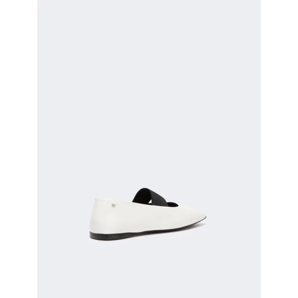 Max Mara Caucaso Nappa Leather Ballet Flats in Ivory | Flats | Luxury Shoes 