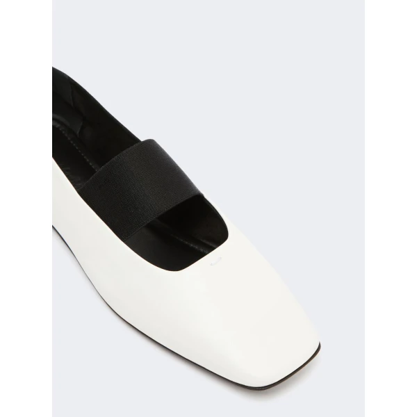 Max Mara Caucaso Nappa Leather Ballet Flats in Ivory | Flats | Luxury Shoes 