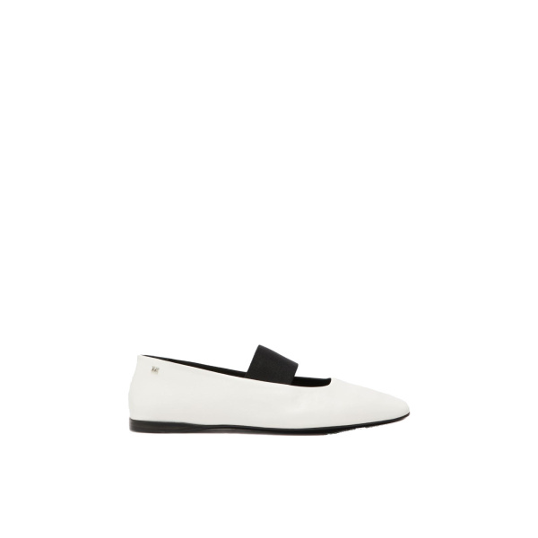 Max Mara Caucaso Nappa Leather Ballet Flats in Ivory | Flats | Luxury Shoes 