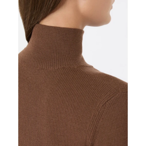 Max Mara Cavallo Wool Yarn Polo-Neck Sweater in Brown | Turtlenecks | Luxury Shoes 
