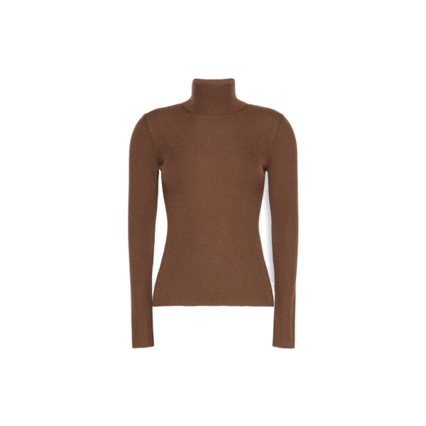 Max Mara Cavallo Wool Yarn Polo-Neck Sweater in Brown | Turtlenecks | Luxury Shoes 