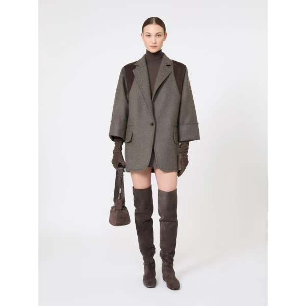 Max Mara Cavallo Wool Yarn Polo-Neck Sweater in Mud | Turtlenecks | Luxury Shoes 