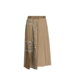 Max Mara Ceci Printed Twill and Cotton Drill Skirt in Tobacco | Pleated Skirts | Luxury Shoes 