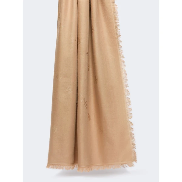 Max Mara Cedro Jacquard Wool and Silk Shawl in Camel | Scarves | Luxury Shoes 