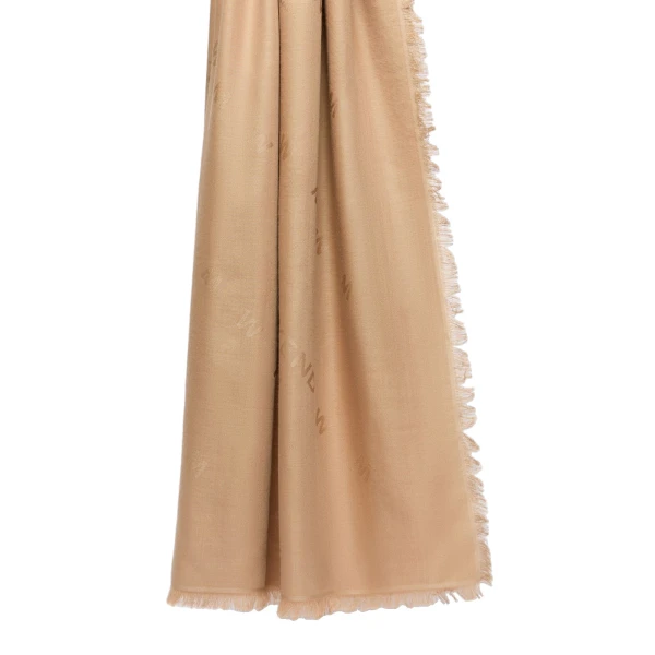 Cedro Jacquard Wool and Silk Shawl in Camel