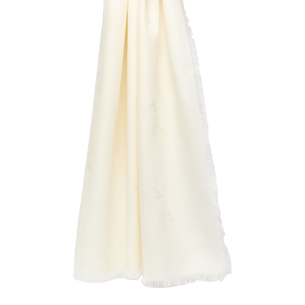 Max Mara Cedro Jacquard Wool and Silk Shawl in White | Scarves | Luxury Shoes 