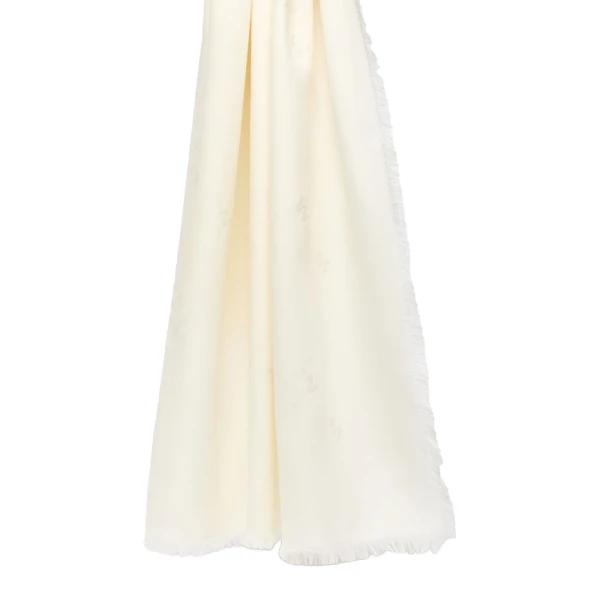 Max Mara Cedro Jacquard Wool and Silk Shawl in White | Scarves | Luxury Shoes 