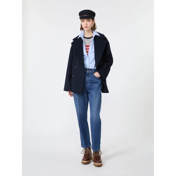 Max Mara Cedro Tapered Cotton Denim Jeans in Navy | Denim | Luxury Shoes 