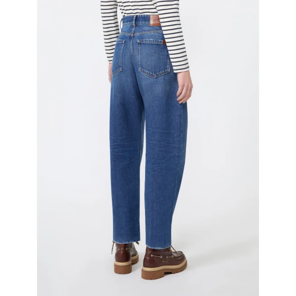 Max Mara Cedro Tapered Cotton Denim Jeans in Navy | Denim | Luxury Shoes 