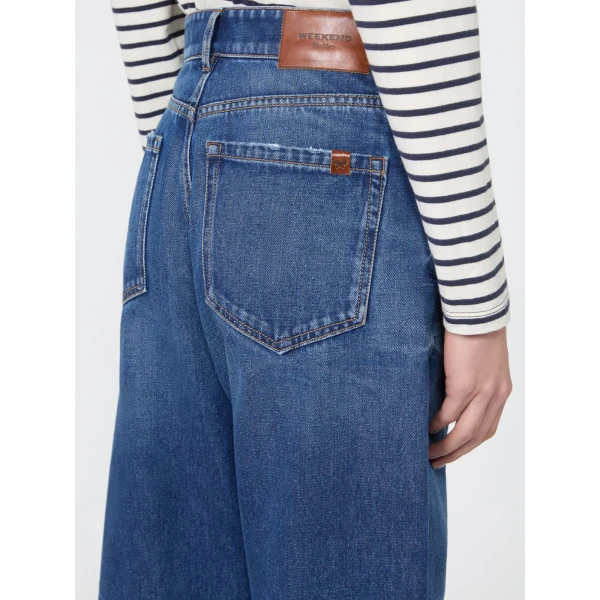 Max Mara Cedro Tapered Cotton Denim Jeans in Navy | Denim | Luxury Shoes 