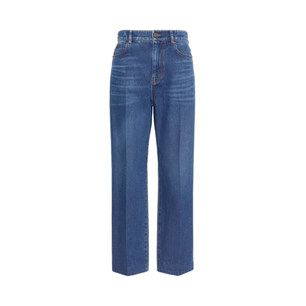 Max Mara Cedro Tapered Cotton Denim Jeans in Navy | Denim | Luxury Shoes 