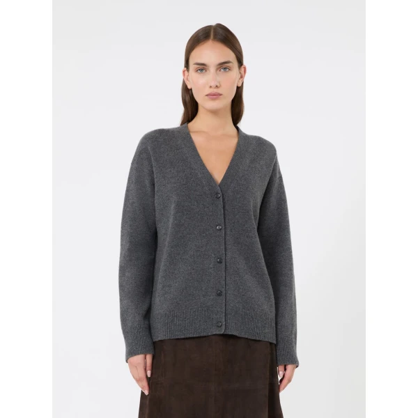 Max Mara Cedro Wool and Cashmere Cardigan in Medium Grey | Cardigan | Luxury Shoes 