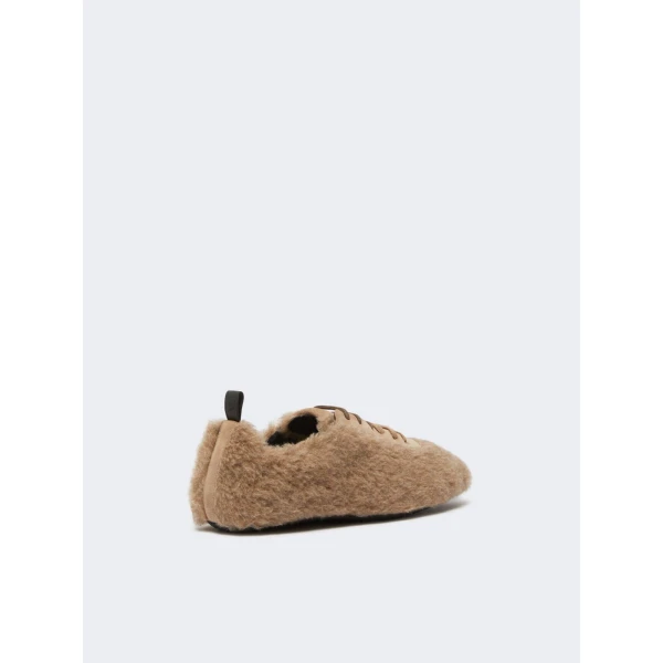 Max Mara Cera Alpaca and Cashmere Teddy Trainers in Beige Golden | Sneakers | Luxury Shoes 
