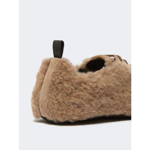 Max Mara Cera Alpaca and Cashmere Teddy Trainers in Beige Golden | Sneakers | Luxury Shoes 