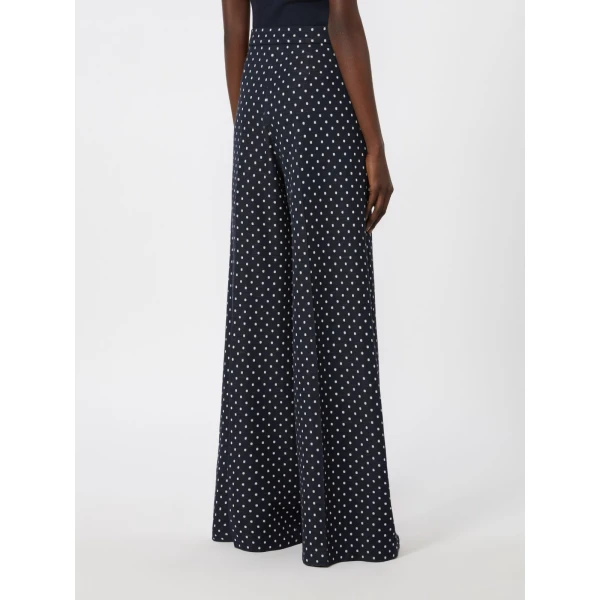 Max Mara Cerbero Polka Dot Viscose and Wool Trousers in Ultramarine | Wide leg pants | Luxury Shoes 
