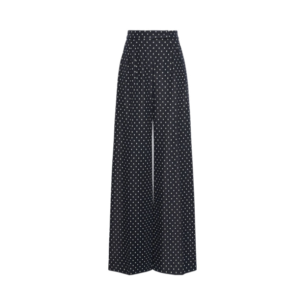 Max Mara Cerbero Polka Dot Viscose and Wool Trousers in Ultramarine | Wide leg pants | Luxury Shoes 