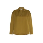 Max Mara Certo Cotton-Blend Satin Blouse in Mustard | Blouse | Luxury Shoes 