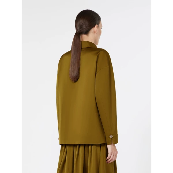 Max Mara Certo Cotton-Blend Satin Blouse in Mustard | Blouse | Luxury Shoes 