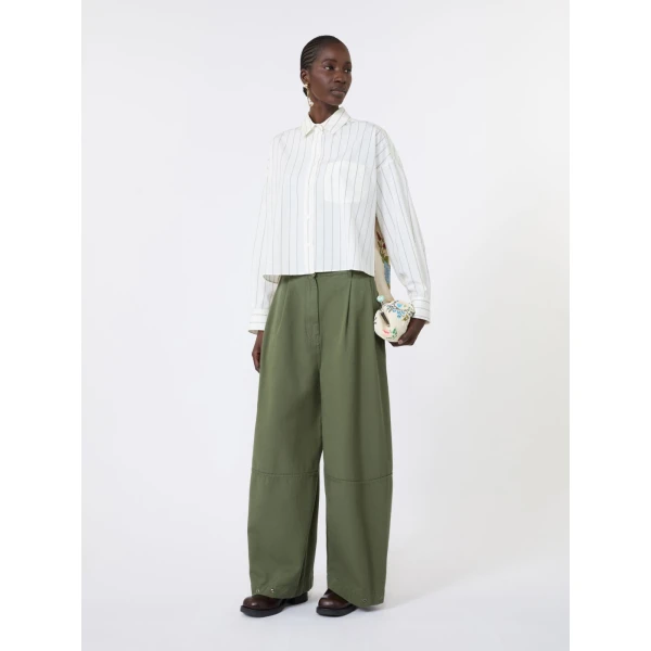 Max Mara Certosa Cotton Shirt with Contrasting Back in Brown | Shirts | Luxury Shoes 