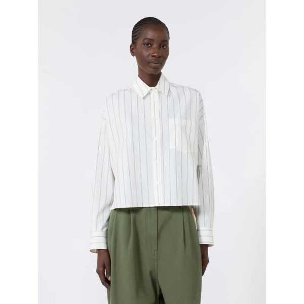 Max Mara Certosa Cotton Shirt with Contrasting Back in Brown | Shirts | Luxury Shoes 