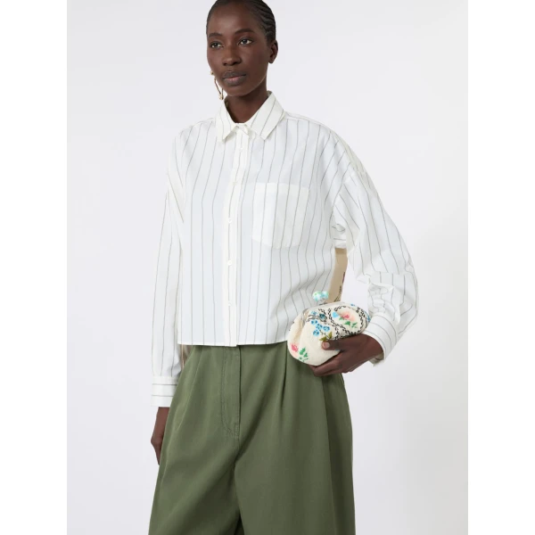 Max Mara Certosa Cotton Shirt with Contrasting Back in Brown | Shirts | Luxury Shoes 