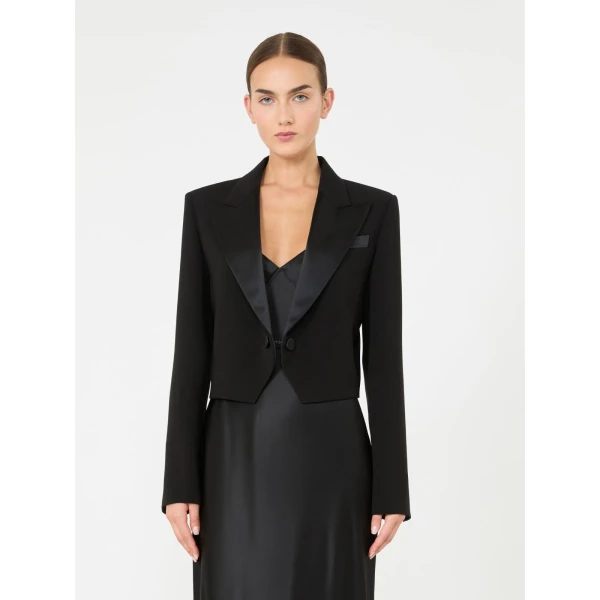 Max Mara Cestino Cady Spencer Jacket in Black | Blazers | Luxury Shoes 