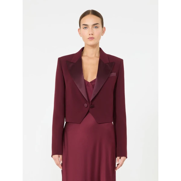 Max Mara Cestino Cady Spencer Jacket in Bordeaux | Blazers | Luxury Shoes 