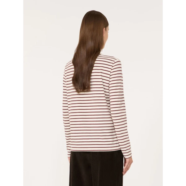 Max Mara Cestino Long Sleeved Jersey T-Shirt in Bordeaux | T-shirts | Luxury Shoes 