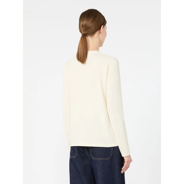 Max Mara Cestino Long Sleeved Jersey T-Shirt in Ivory | T-shirts | Luxury Shoes 