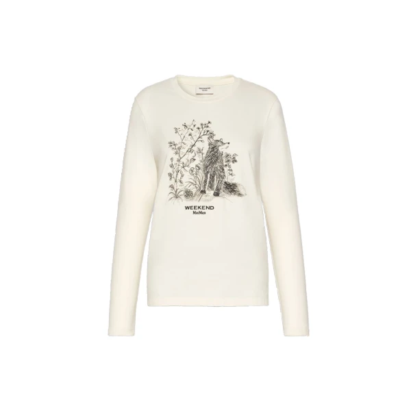 Cestino Long Sleeved Jersey T-Shirt in Ivory