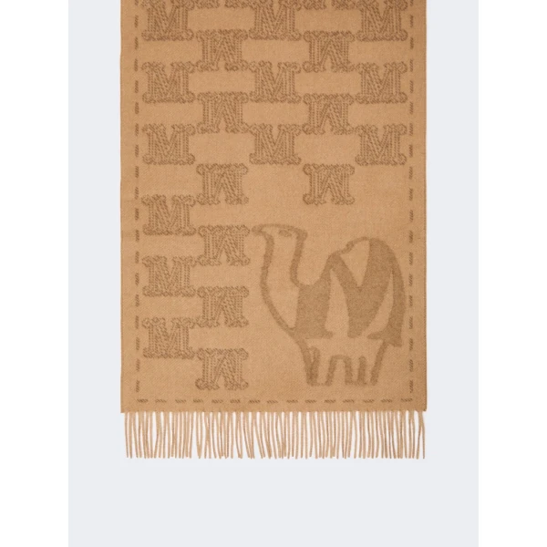 Max Mara Charme Jacquard Cashmere Stole in Camel | Scarves | Luxury Shoes 