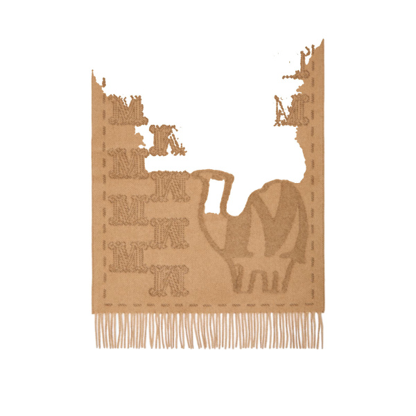 Max Mara Charme Jacquard Cashmere Stole in Camel | Scarves | Luxury Shoes 