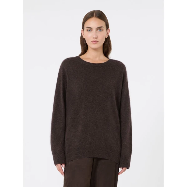 Max Mara Chicca Brushed Cashmere Crew-Neck Sweater in Brown | Sweaters | Luxury Shoes 