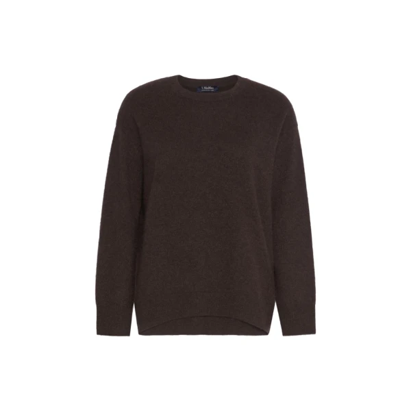 Max Mara Chicca Brushed Cashmere Crew-Neck Sweater in Brown | Sweaters | Luxury Shoes 