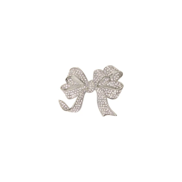 Max Mara Cicala Rhinestone Metal Brooch in Silver | Brooches & Pins | Luxury Shoes 