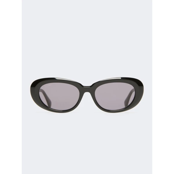 Max Mara Cicogna Oval Sunglasses in Black | Sunglasses | Luxury Shoes 
